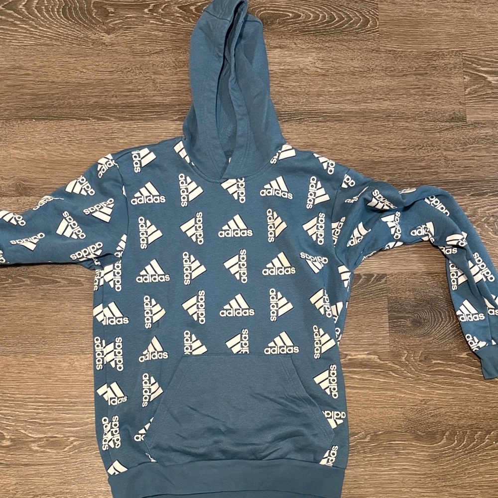 Adidas Teal Patterned Men's Hoodie